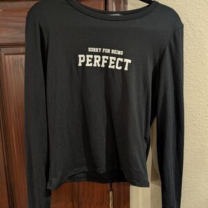 Sorry For Being Perfect Black Long-Sleeve Women's Top By Harper& ivy